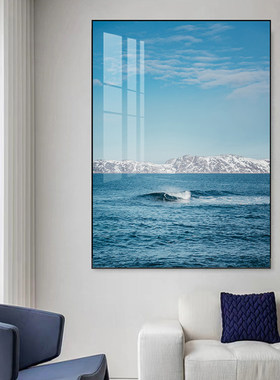 风景海水挂画办公室背景墙装饰画餐厅海滩浪花酒店玄关书房客厅大