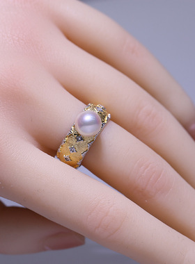 DIY配件S925纯银珍珠戒指配件空