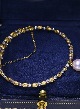 diy配件s925纯银珍珠手镯空托