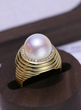 DIY配件S925纯银珍珠戒指空托