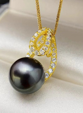 DIY配件S925纯银珍珠吊坠空托