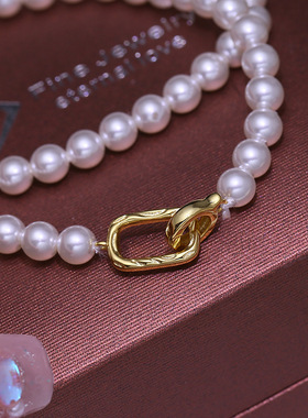 简约项链手链银扣DIY珍珠配件