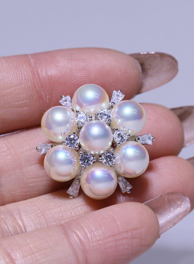 DIY配件S925纯银珍珠吊坠胸针两