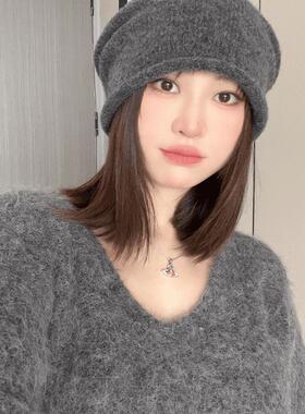 产后月子帽保暖红色毛线百搭女冬