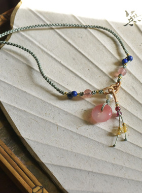 玛瑙平安扣项链女款简约新中式