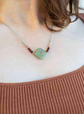 颂安|原创和田玉项链锁骨链水晶编绳手作百搭简约古典文艺新中式