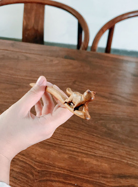 倾域发簪绿檀木简约小猫咪卡通