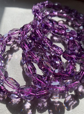 新品天然巴西紫水晶随型手链女士款玻璃体不规则紫晶随形手串礼物