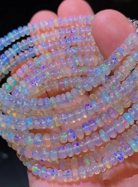 星河梦幻火彩欧泊算盘珠手链 焕彩天然欧泊叠珠手链925银镶嵌欧泊