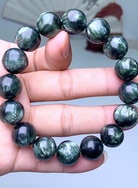 新品天然绿龙晶单圈手串墨绿色龙鳞片效果绿泥石手链男女款礼物饰