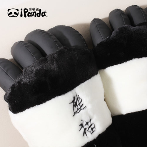 iPanda爱潘达关谷款熊猫爪子手套毛绒熊猫手掌加厚保暖玩具熊爪 - 图0