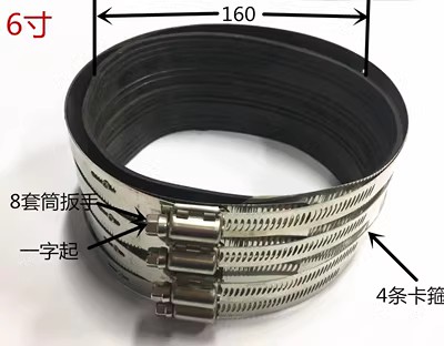 不锈钢卡箍柔性铸铁管W型卡箍管束喉箍管箍 DN100DN150DN200DN300 - 图3