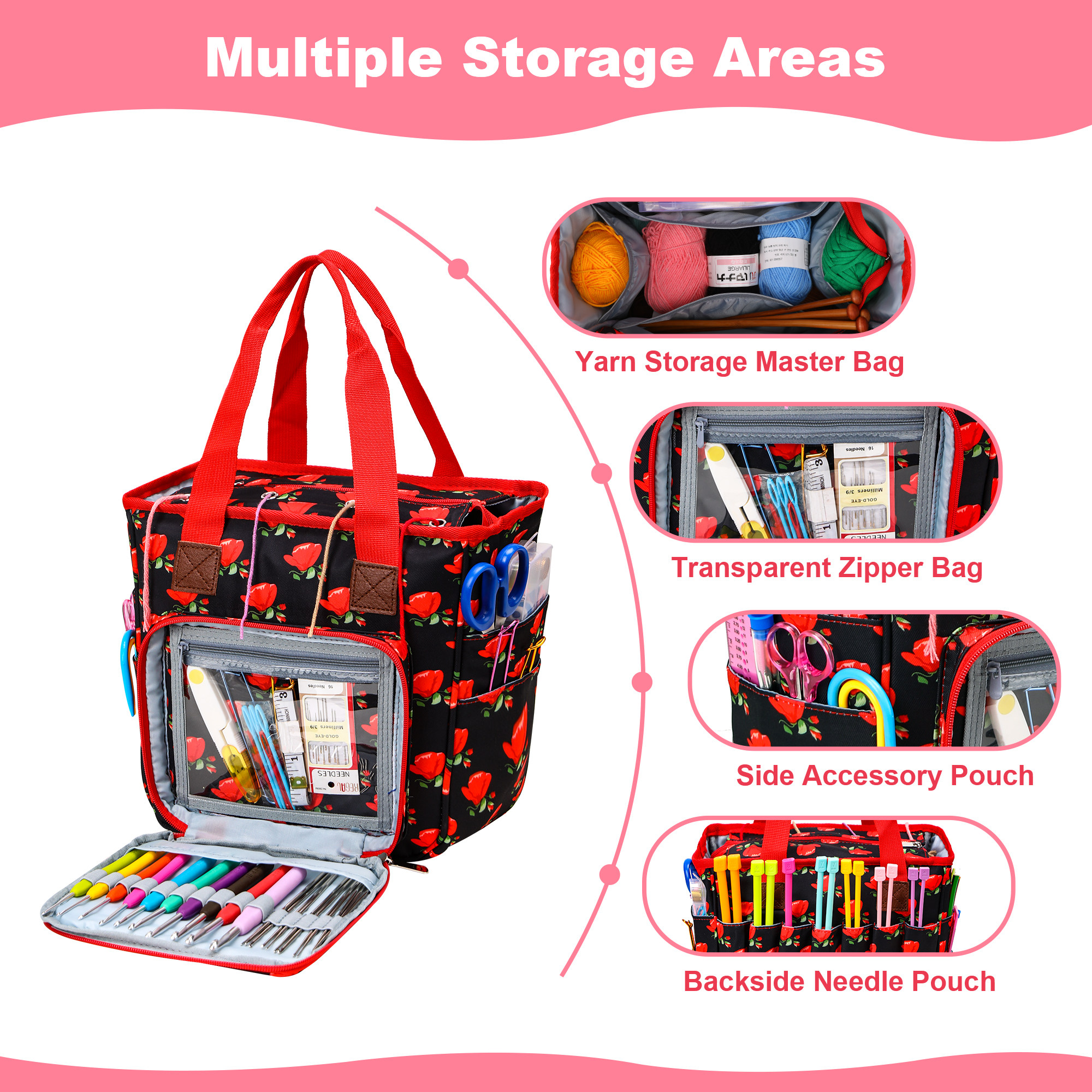 手提肩挎毛线包钩针棒针环形针编织工具收纳包DIY收纳整理袋,淘宝优惠券,粉丝福利购,淘宝优惠卷