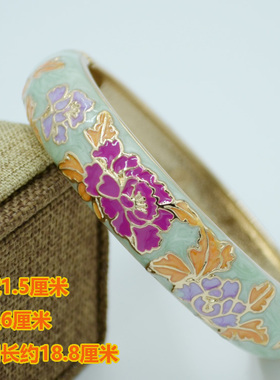 北京景泰蓝手镯加宽牡丹花特色