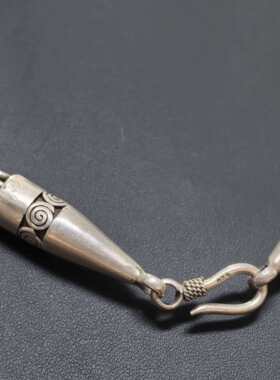 哈雷风重工纯银手工编织平安结链粗项链素圈可搭配吊坠中古着首饰