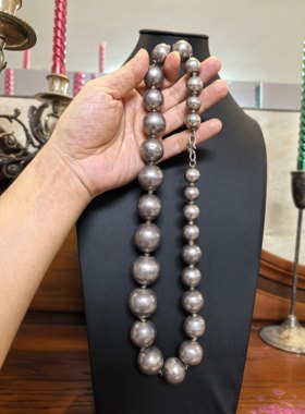 巨大的 手工的 太大了 925银重银 球形项链一条 206.1克 标记齐全