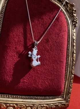 美国中古Vintage大牌 珍珠雪人 925纯银项链一套 标记齐全清晰