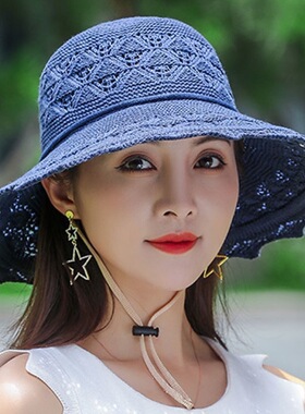 帽子女新款夏天防晒帽复古户外遮阳帽防晒透气渔夫帽女款跨境批发