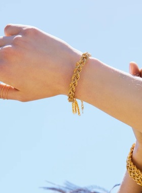 法国BD*麻花编织手链 冬季新款轻奢复古个性ins风高级感麻花手链