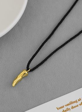 garme*家小辣椒项链 夏季小众设计感个性尼龙黑绳辣椒锁骨链