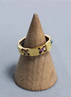 CE家爆款手工戒指 新款法国小众时尚复古刺绣高级感宽版开口戒指