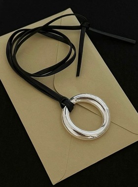 张悦儿同款O型圆环项链 冬甜酷几何简约轻奢设计可调节长款毛衣链