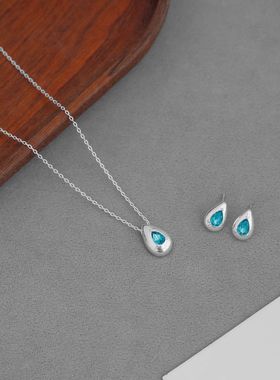 gem*家银河蛇迹系列水滴项链小众轻奢精致拉丝工艺耳钉锁骨链