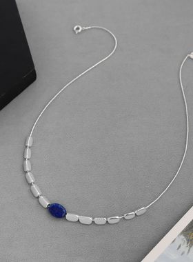 LSAB*镀银青金石锁骨链 冷淡风小众简约高级感镀银青金石锁骨链