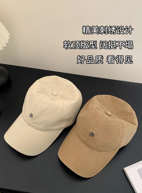 字母刺绣棒球帽子女夏季新款大头围显脸小韩版百搭宽帽檐鸭舌帽潮