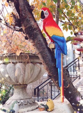 树脂仿真金刚鹦鹉花园鸟类装饰品