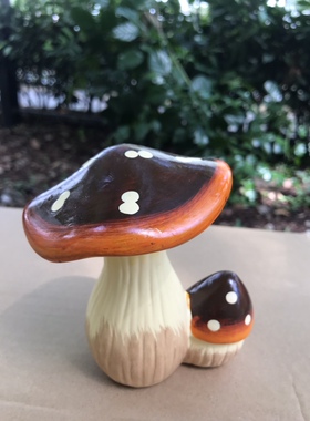 美式乡村风陶瓷蘑菇工艺品