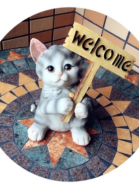 装饰品田园缅因猫欢迎牌摆件