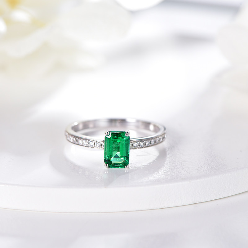 Milai Jewelry 0.85 carat natural Zambian emerald ring for women 18k gold inlaid diamond ring customization