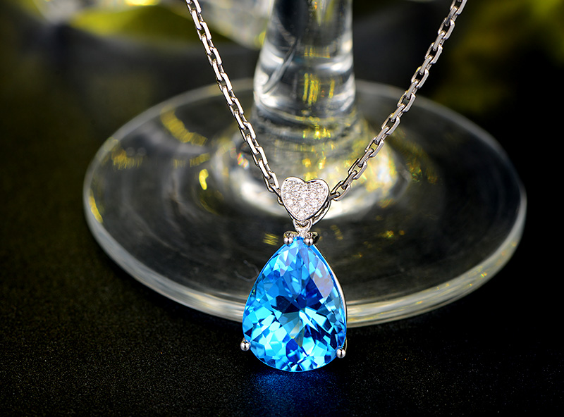 米莱珠宝 天然托帕石项链 女 18K金钻石镶嵌吊坠 彩宝石定制 正品 - 图2