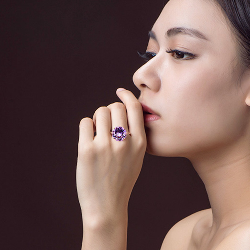 新年首饰优选18k天然紫水晶戒指 米莱戒指/指环