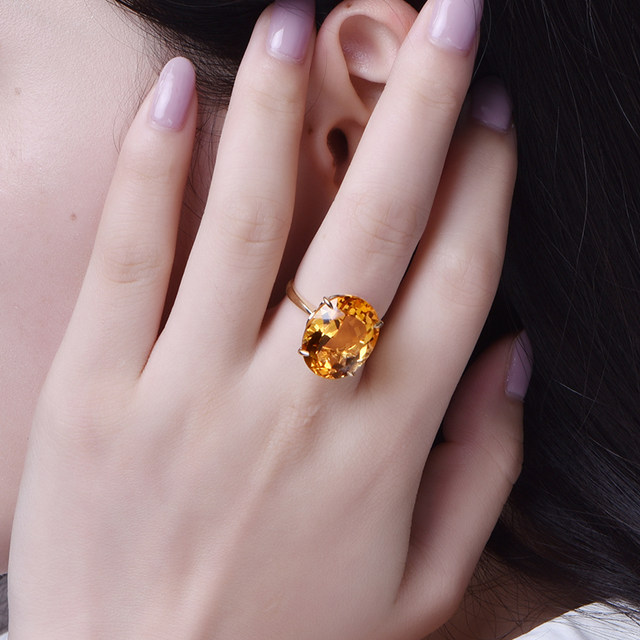 18K gold diamond and citrine ring