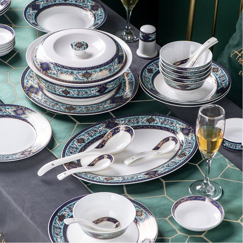 欧式高档家用饭碗骨瓷餐具面碗高颜值复古汤碗瓷碟盘子陶瓷碗套装,淘宝优惠券,粉丝福利购,淘宝优惠卷