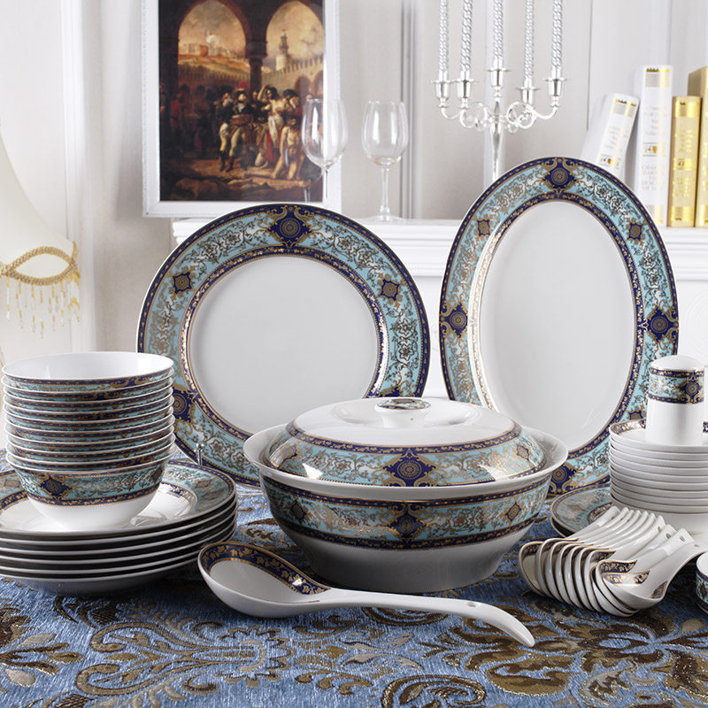 欧式高档家用饭碗骨瓷餐具面碗高颜值复古汤碗瓷碟盘子陶瓷碗套装,淘宝优惠券,粉丝福利购,淘宝优惠卷