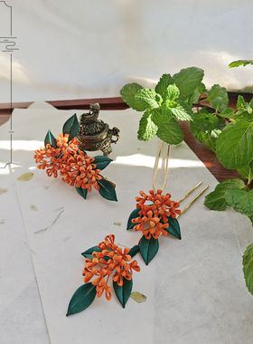 永安不停发簪缠花唐风点缀桂花