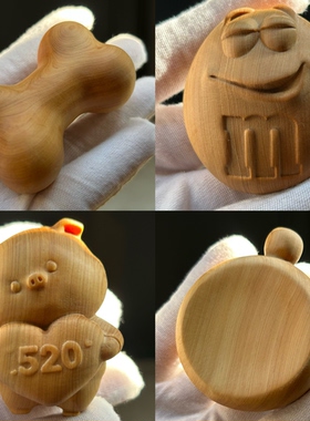 崖柏木雕无脸猫大猪蹄蒜头屁星香皂原木手把件苹果凹面文玩玩把件