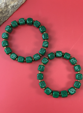 西藏绿色骰子念珠手串