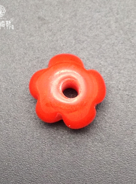 diy红色琉璃本命年手串文玩散珠