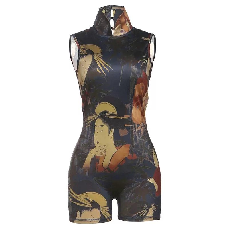 DY FIT欧美秋冬女装时尚个性印花高领性感修身无袖连体裤套装女,淘宝优惠券,粉丝福利购,淘宝优惠卷