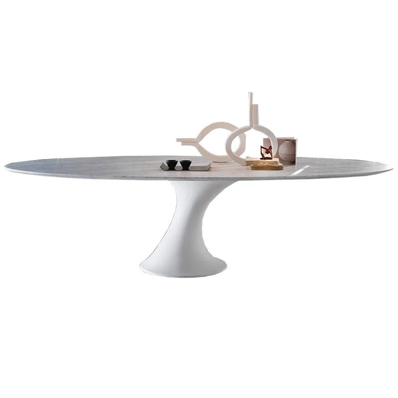 法式简约大理石椭圆餐桌岩板圆桌设计师软装定制家具美容院工作台,淘宝优惠券,粉丝福利购,淘宝优惠卷