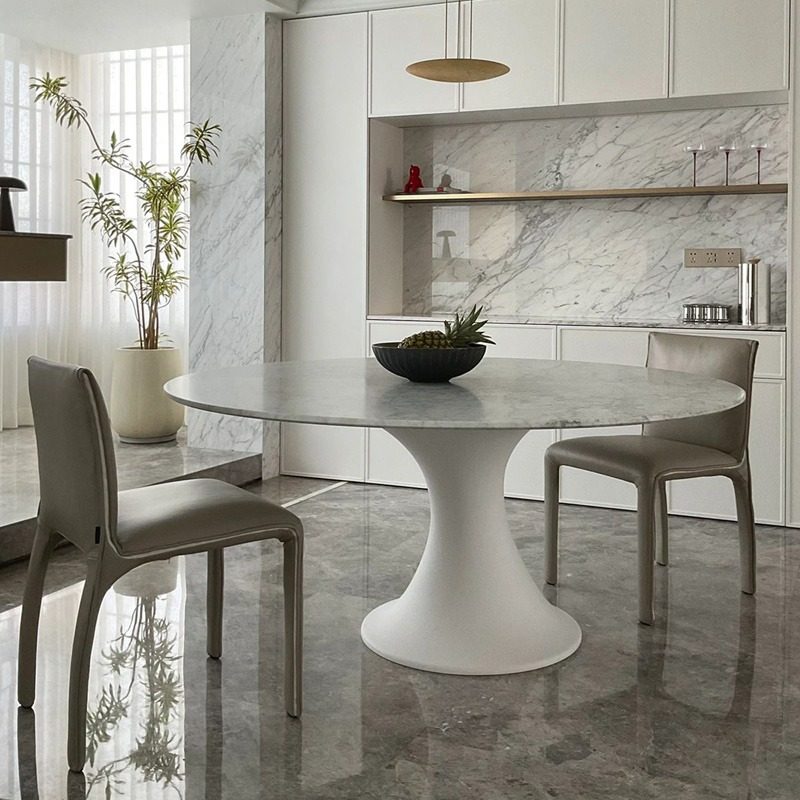 法式简约大理石椭圆餐桌岩板圆桌设计师软装定制家具美容院工作台,淘宝优惠券,粉丝福利购,淘宝优惠卷