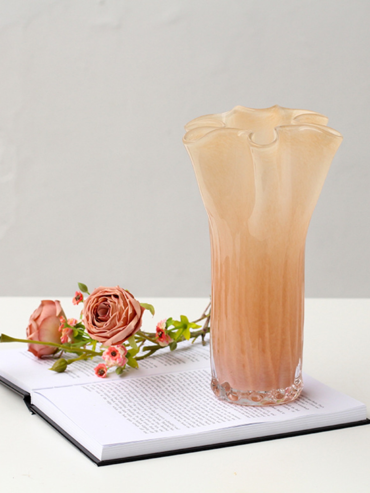 创意白菜花瓶花瓣花瓶摆件简约客厅餐桌样板房花器插花玻璃软装饰-图0