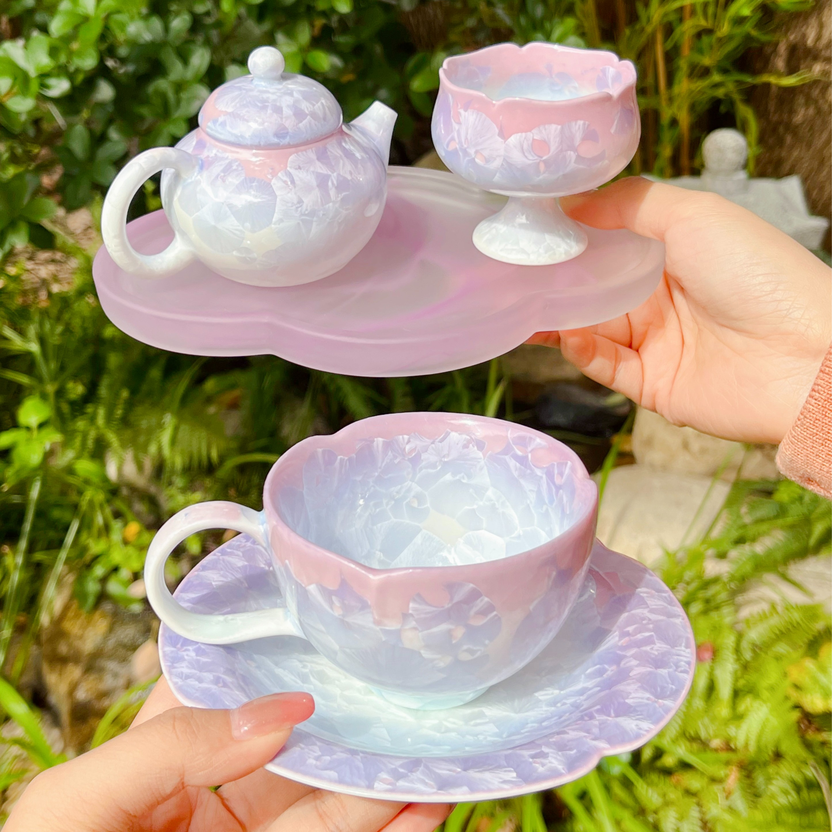 灵隐景区文创星紫杯组渐变紫冰裂纹陶瓷茶室品茗杯桌面摆件 7383,淘宝优惠券,粉丝福利购,淘宝优惠卷