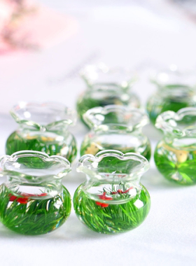 微缩食玩仿真玻璃金鱼缸娃娃屋