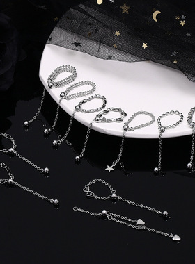 宁宁 猪鼻子双层圆珠抽拉式关节指环多款爱心链条波光粼粼戒指