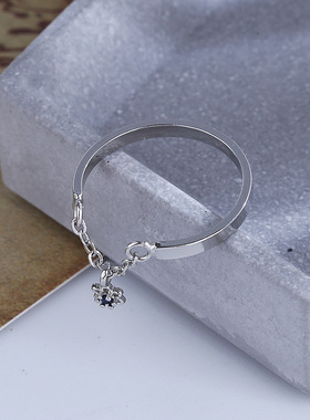 ins韩版流苏蓝色活口戒指